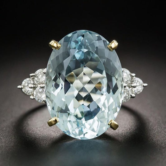 Anello di vetro blu arrotondato d'epoca
