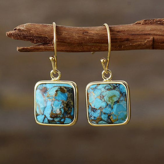 Orecchini vintage con pietre blu cubiche