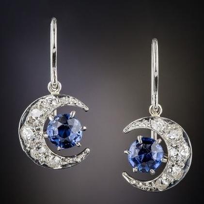 Orecchini vintage al chiaro di luna blu