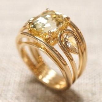 Anello d'oro vintage con zirconi gialli
