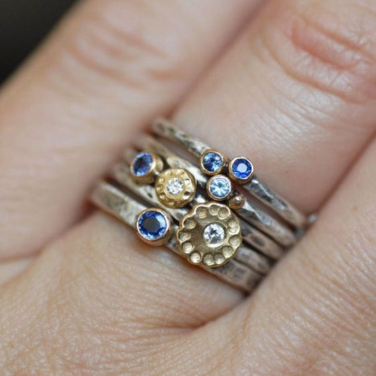 Set di anelli vintage in argento blu