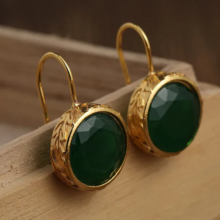 Orecchini d'oro con zirconi verdi vintage