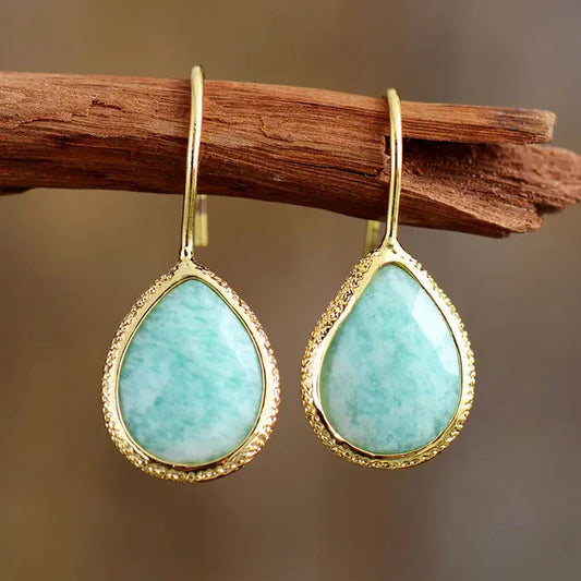 Orecchini d'oro vintage a goccia blu