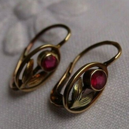 Orecchini vintage a fiore rosso