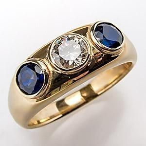 Anello d'oro vintage con intarsio di vetro e zirconi blu