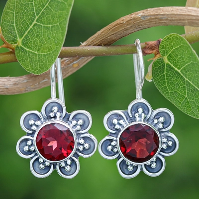 Orecchini vintage con fiori di zirconio rosso