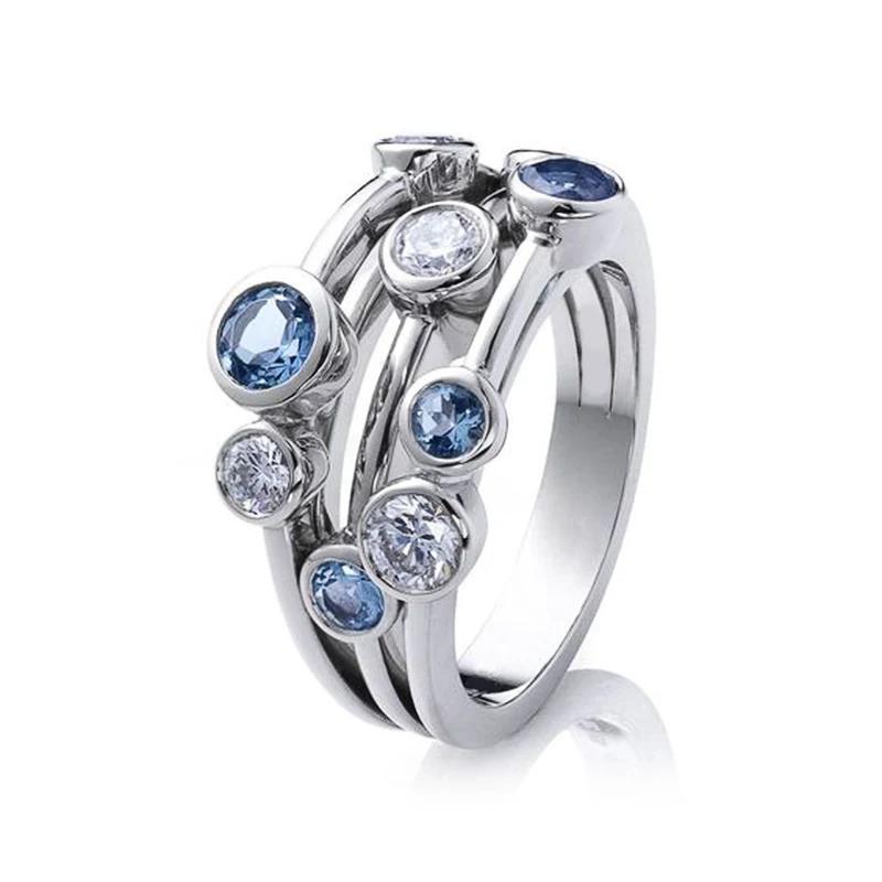 Anello vintage in argento e zirconi blu