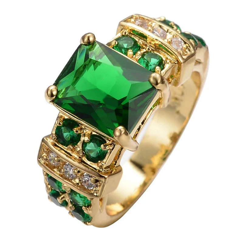 Anello vintage in cristallo verde e oro