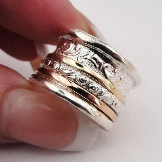 Anello d'oro e d'argento d'epoca