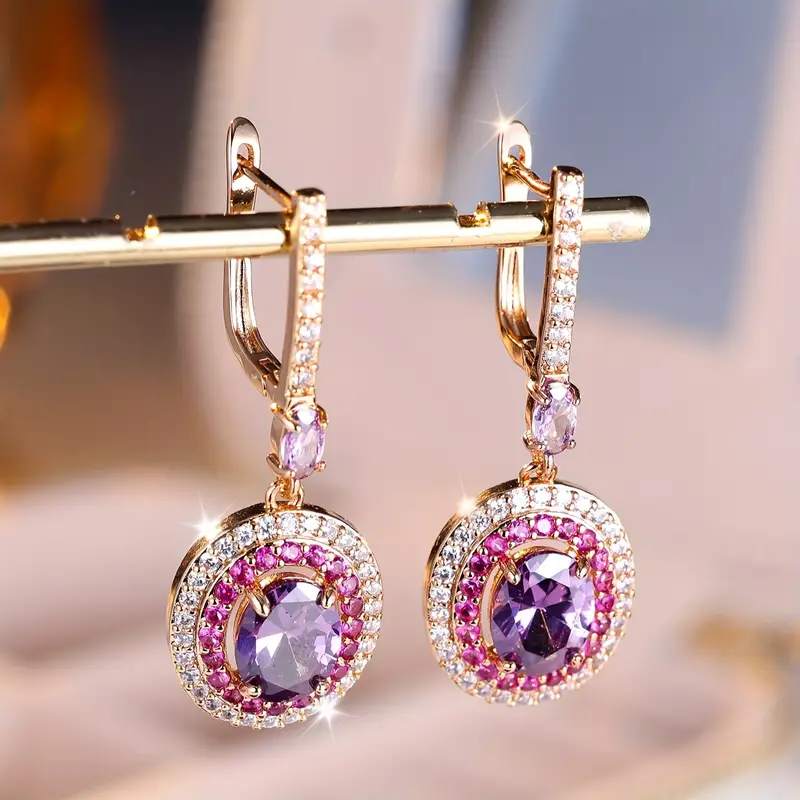 Orecchini pendenti in cristallo rosa vintage