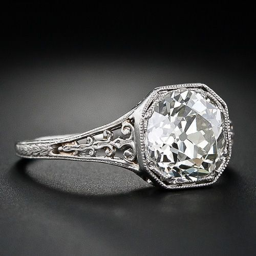 Anello vintage in vetro brillante con zirconi d'argento