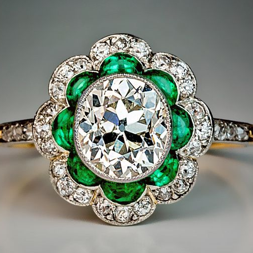 Anello vintage con smeraldo d'oro