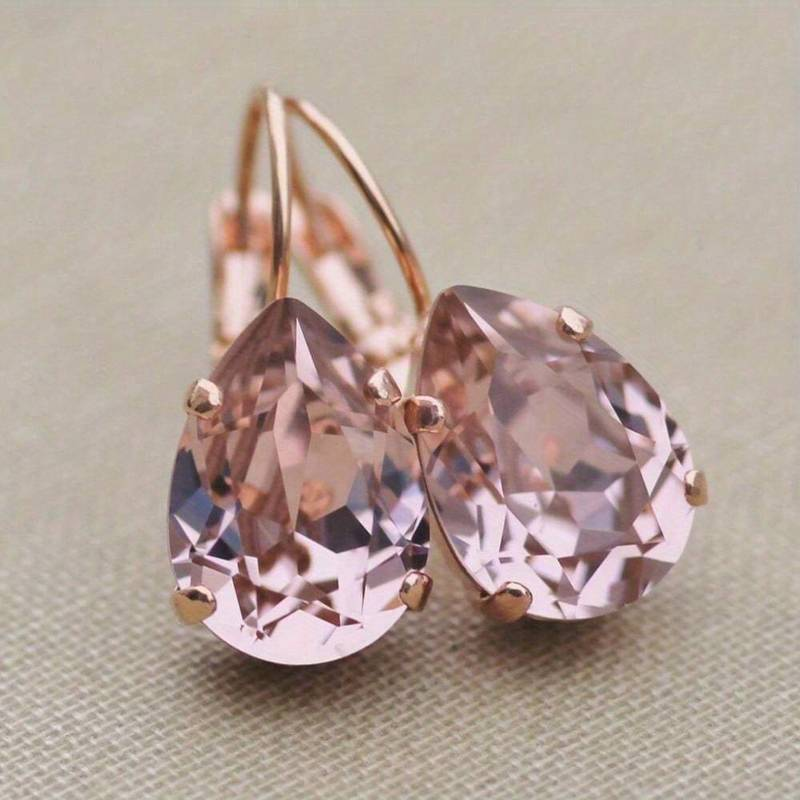 Orecchini a goccia in vetro rosa vintage