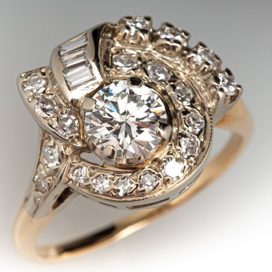 Anello vintage con spirale di zirconi brillanti