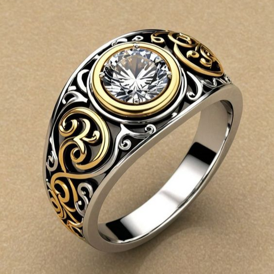 Anello d'oro con cristalli bianchi d'epoca