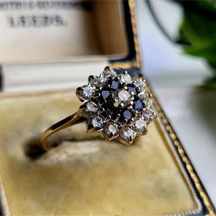 Anello vintage di cristallo blu