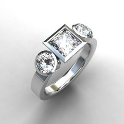 Anello d'argento con vetro quadrato vintage